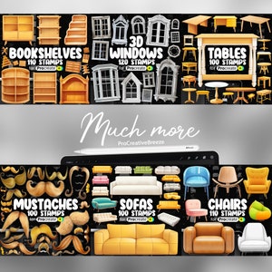 100 Procreate Tables Stamp Brushes | Procreate Furniture Stamp Brushes ...