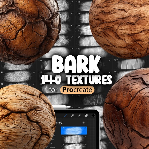 140 Procreate Bark Textures | Smooth Bark Procreate Texture Seamless Brushes | Rough Bark Procreate Texture | Peeling Bark Procreate Texture