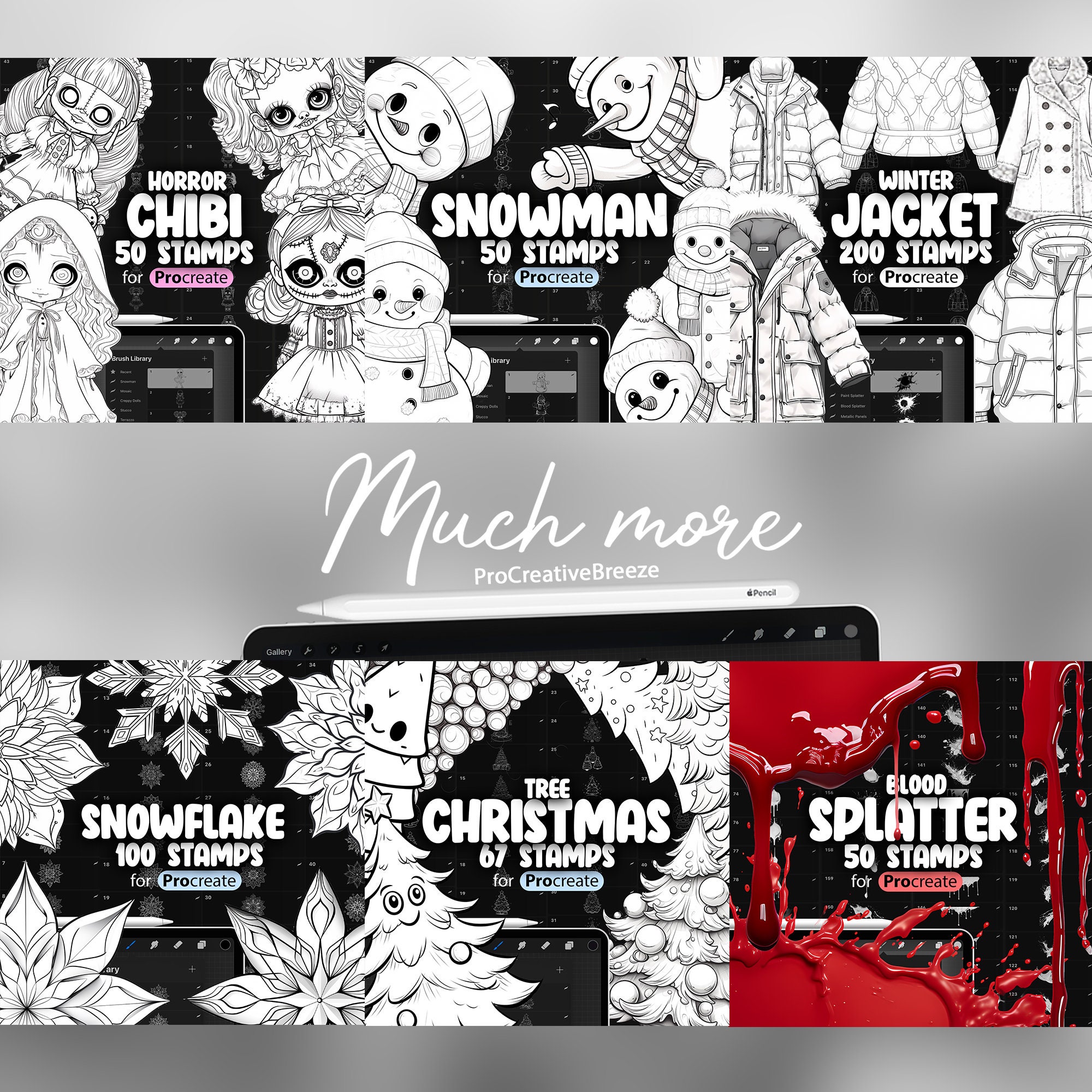 100 Procreate Snowflakes Stamps | Procreate Winter Stamp Brushes ...