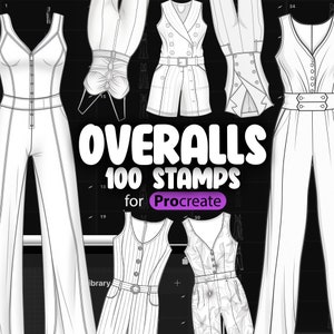 100 Procreate Overalls Stamp Brushes | Procreate Clothing Stamp Brushes | Procreate Clothes Stamp Brushes | Procreate Fashion Brush