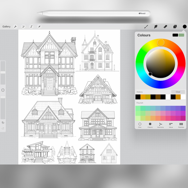 Procreate Map. House 120 Procreate Buildings Sketches Stamp Brushes | Architecture Procreate ...