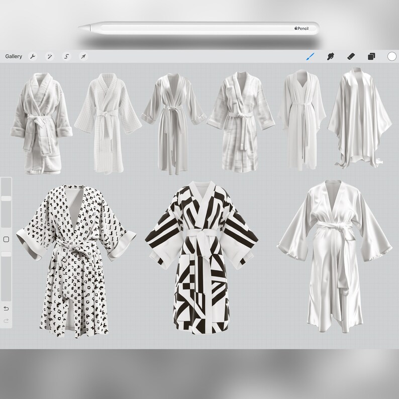 100 Procreate 2D Robes Stamp Brushes | Procreate Bathrobe | Procreate ...