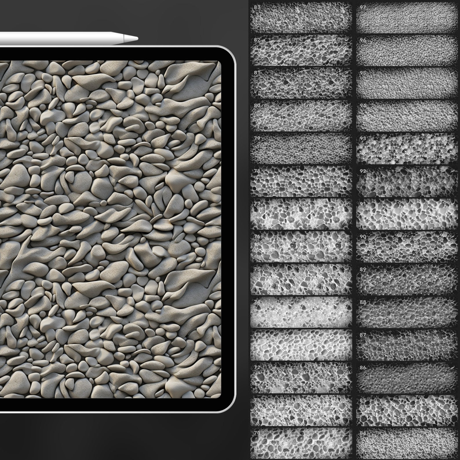 Procreate Tileable 120 Procreate Gravel Textures | Stone Gravel Procreate Seamless Pattern ...