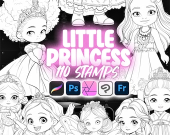 110 Procreate Little Princess Stamp Brushes | Procreate African Little Princess | Procreate Asian Little Princess | Procreate Fairy Princess