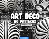 80 Procreate Art Deco Patterns | Geometric Procreate Texture Seamless Brushes | Symmetrical Procreate Brush | Luxury Art Deco Texture