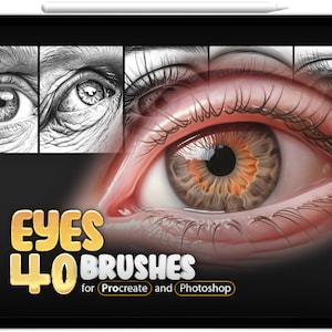 40 Realistische Augen Procreate Pinsel, 40 realistische Augen Photoshop Pinsel, Procreate Frauen Mädchen Augen Pinsel, Augenskizzen, Auge, Körper, Gesicht