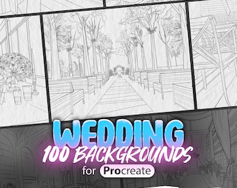 100 Procreate Wedding Backgrounds | Procreate Wedding Arches Stamps| Procreate Beach Wedding Ceremony | Procreate Wedding Banquet Hall Stamp