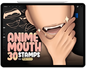 30 Procreate Anime Mouth Brushes, Procreate Anime Mouth Stamps, Procreate Manga Mouth Brushes, Procreate Manga Mouth Stamps, Cartoon lips