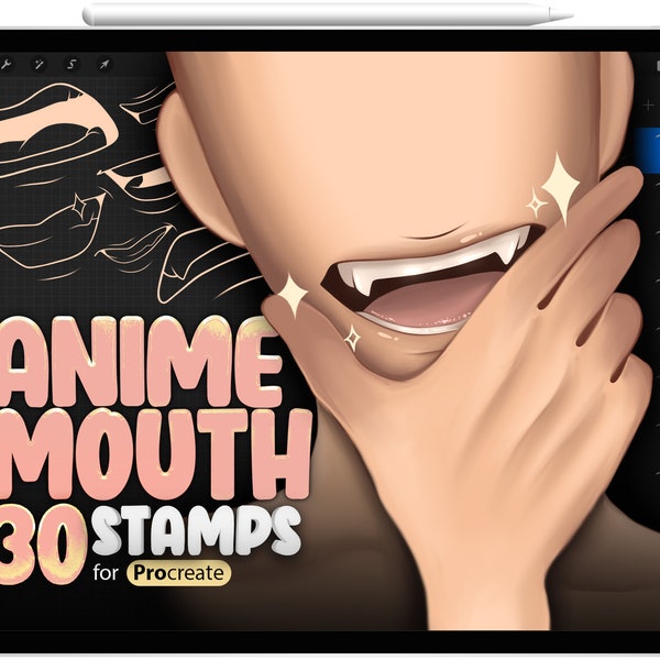 30 Procreate Anime Mouth Brushes, Procreate Anime Mouth Stamps, Procreate Manga Mouth Brushes, Procreate Manga Mouth Stamps, Cartoon lips