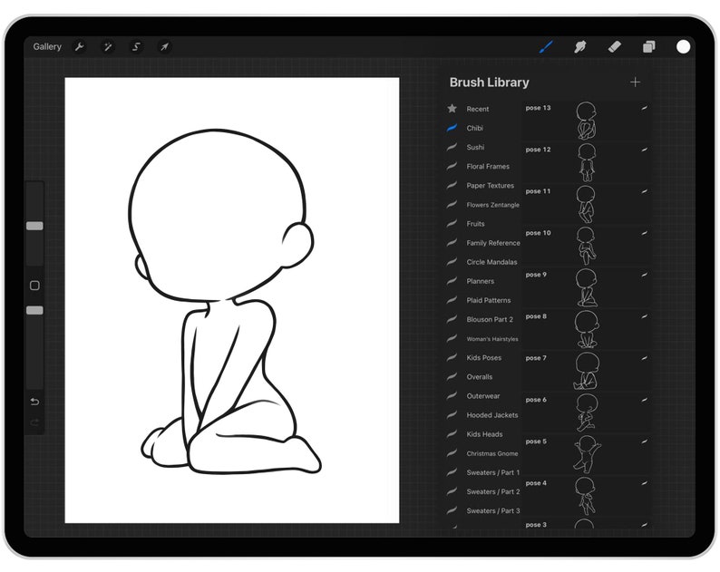 20 Procreate Chibi Brushes Guides Stamps, Chibi Body Maker Drawing ...