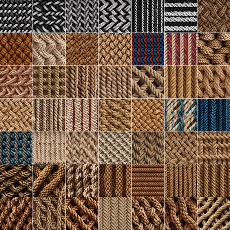 80 Procreate Rope Textures | Twisted Rope Procreate Texture Seamless ...