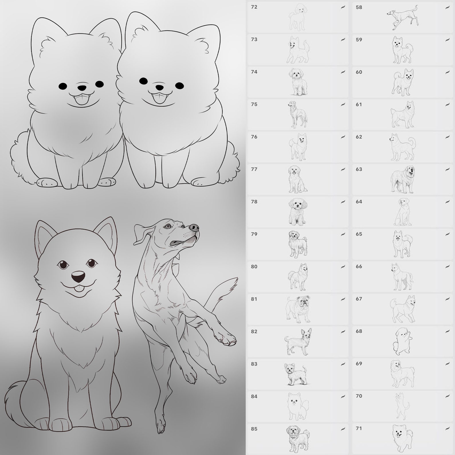 100 Procreate Dog Stamps | Procreate Animal Stamp Brushes | Procreate ...