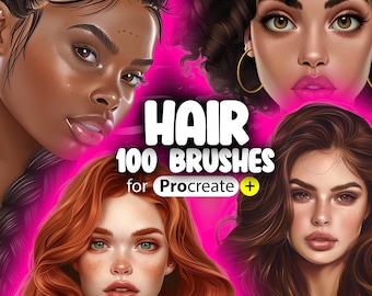 100 Procreate Hair Brushes | Procreate Curly Hair Brush | Procreate Wavy Hair Brush | Procreate Afro Hair Brush | Procreate Hair Braid Brush