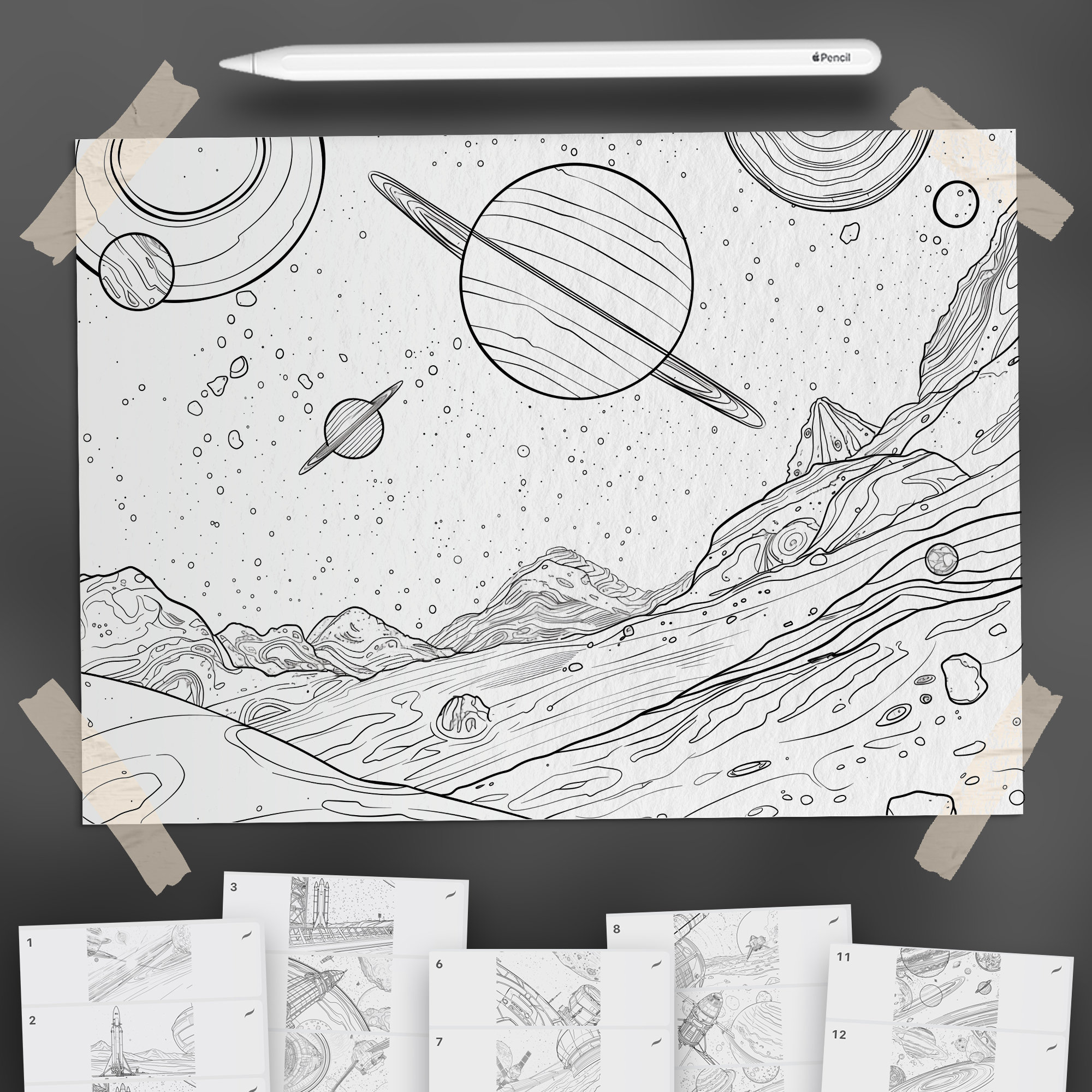Space Pro Create 100 Procreate Space Backgrounds | Procreate Cosmos Stamps | Procreate ...