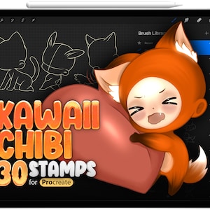 30 Procreate Kawaii Chibi Stamp Brushes, Procreate Kawaii Poses, Procreate Chibi Poses, Procreate Anime Base Pose Stamp