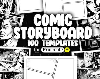 100+ Procreate Comic Storyboard Template Builder | Procreate Comic Pop Art Bubble Stamp Brushes | Procreate Comic Book Constructor