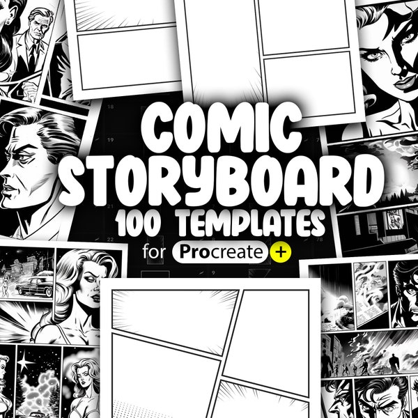 100+ Procreate Comic Storyboard Template Builder | Procreate Comic Pop Art Bubble Stamp Brushes | Procreate Comic Book Constructor