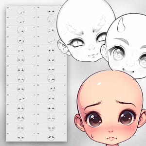 100 Procreate Chibi Boys Head Stamps | Procreate Chibi Boys Face Stamps ...