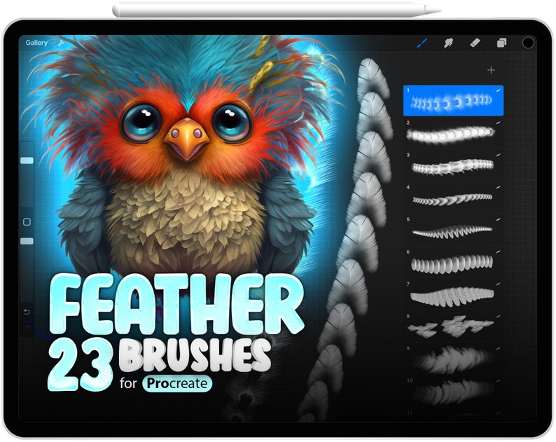23 Procreate Feather Brushes Procreate Realistic Feather Etsy