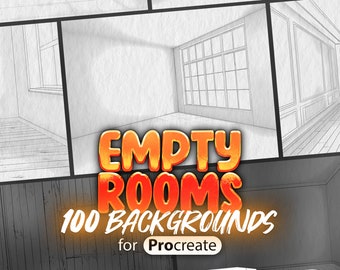 100 Procreate Empty Rooms Backgrounds | Procreate Rooms Stamps| Procreate Empty Walls Room | Procreate Rooms Sketches | Rooms References