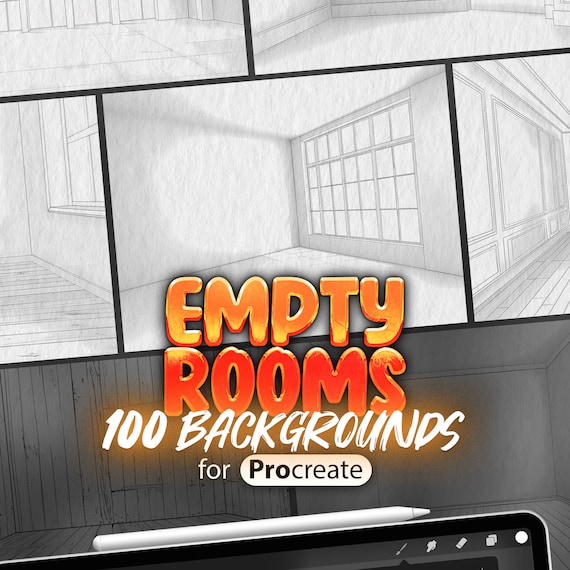 100 Procreate Empty Rooms Backgrounds | Procreate Rooms Stamps| Procreate Empty Walls Room | Procreate Rooms Sketches | Rooms References