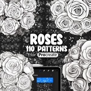 110 Procreate バラのパターン | 花 Procreate シームレス テクスチャ ブラシ | Procreate バラ ブラシ