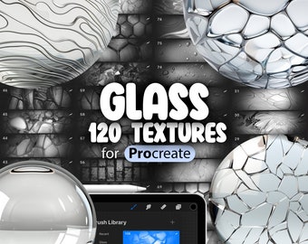 120 Procreate Glass Textures | Cracked Procreate Texture Seamless Brushes | Procreate Etched Glass Texture | Procreate Stained Glass Texture