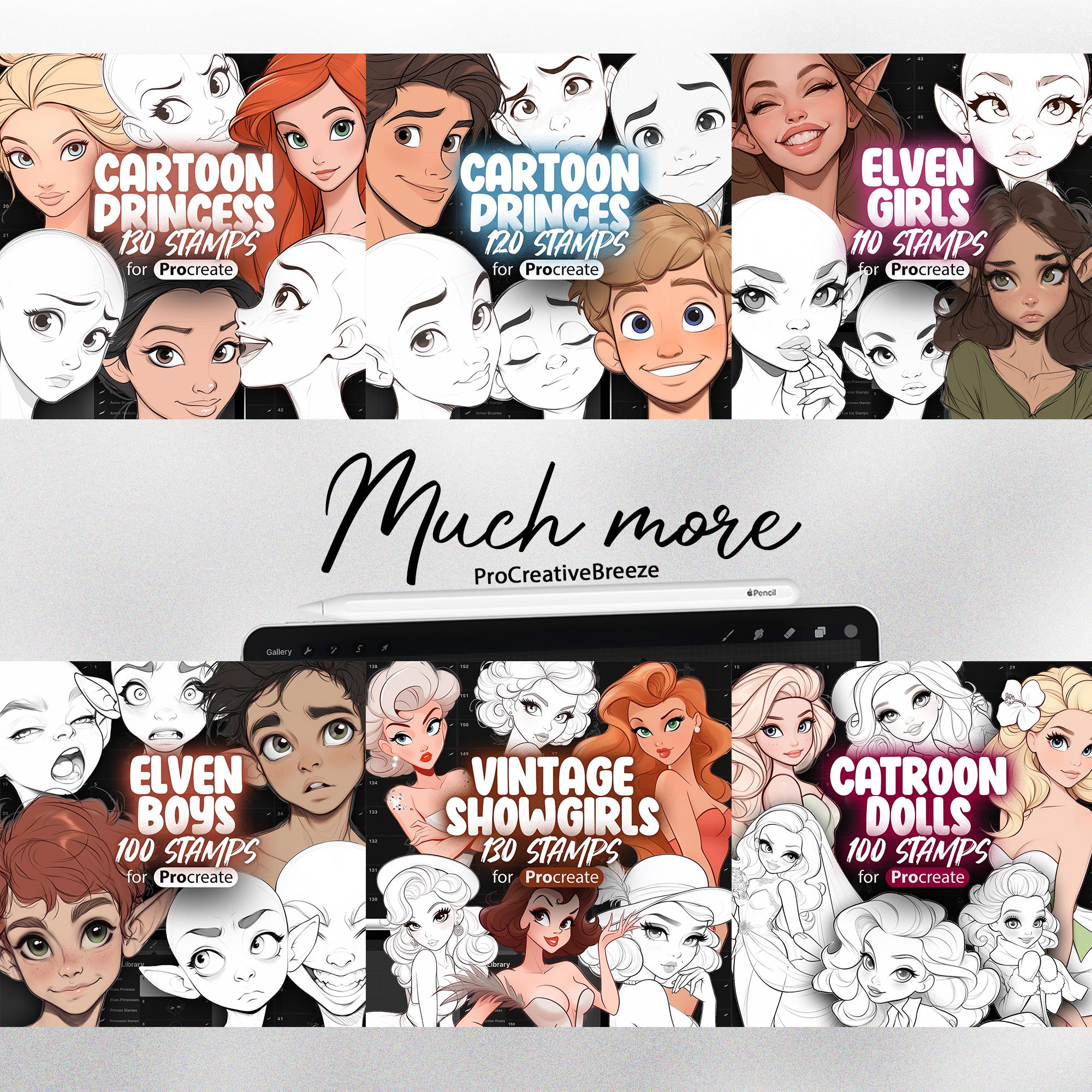 100 Procreate Cartoon Doll Stamps in Different Styles Ready for ...