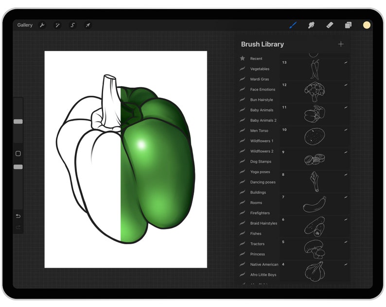 30 Procreate Vegetables Stamp Brushes Potato Cabbage Etsy