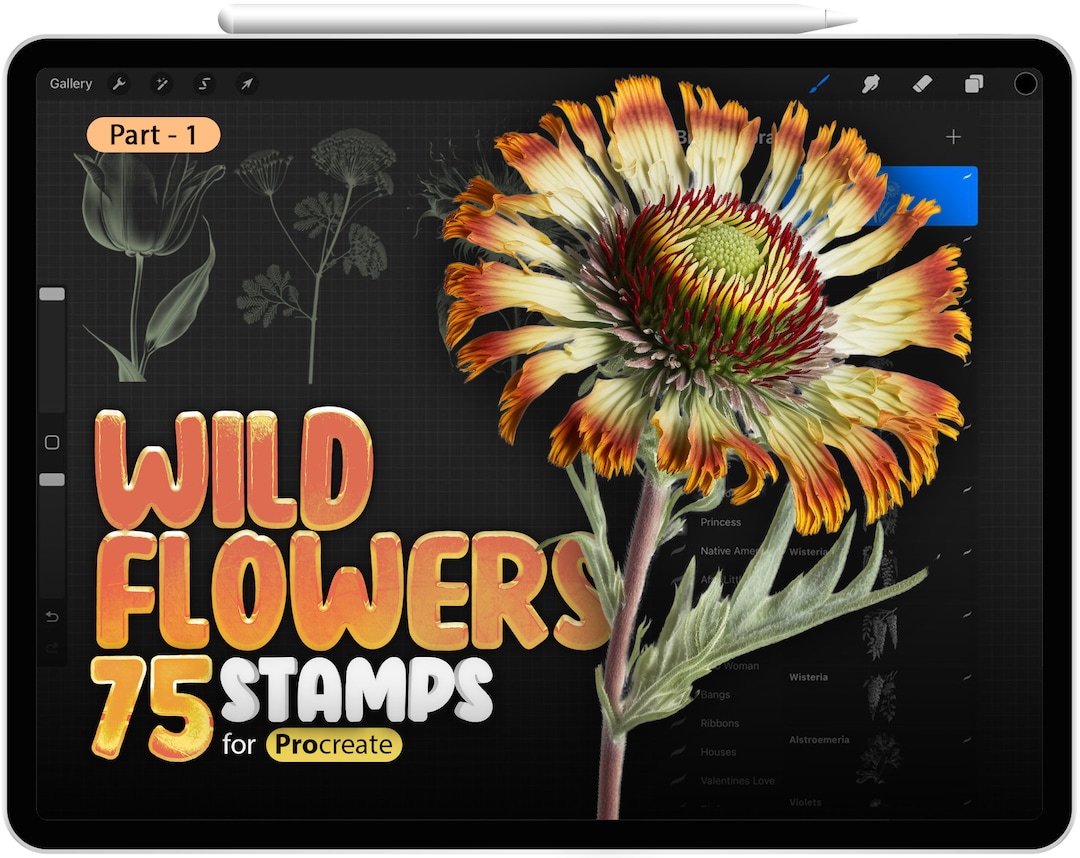 75 Procreate Wildflowers Part - 1 Stamp Brushes, Procreate Flowers ...