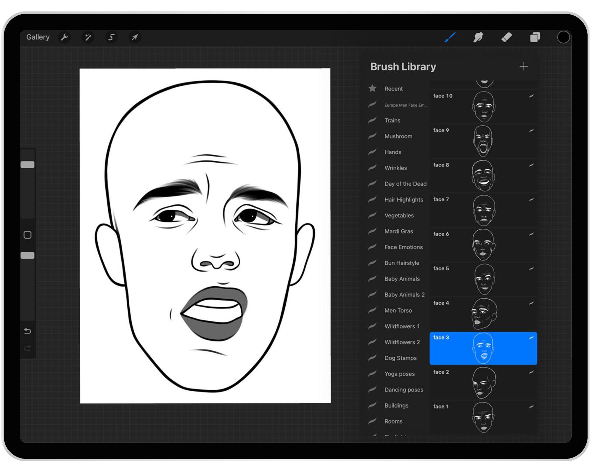 20 Procreate European Man Face Emotion Stamp Brushes Etsy