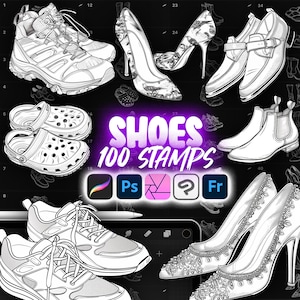 100 Procreate Women Shoes Stamp Brushes | Procreate High Heels Stamp | Procreate Winter Boots Stamp | Procreate Sneakers