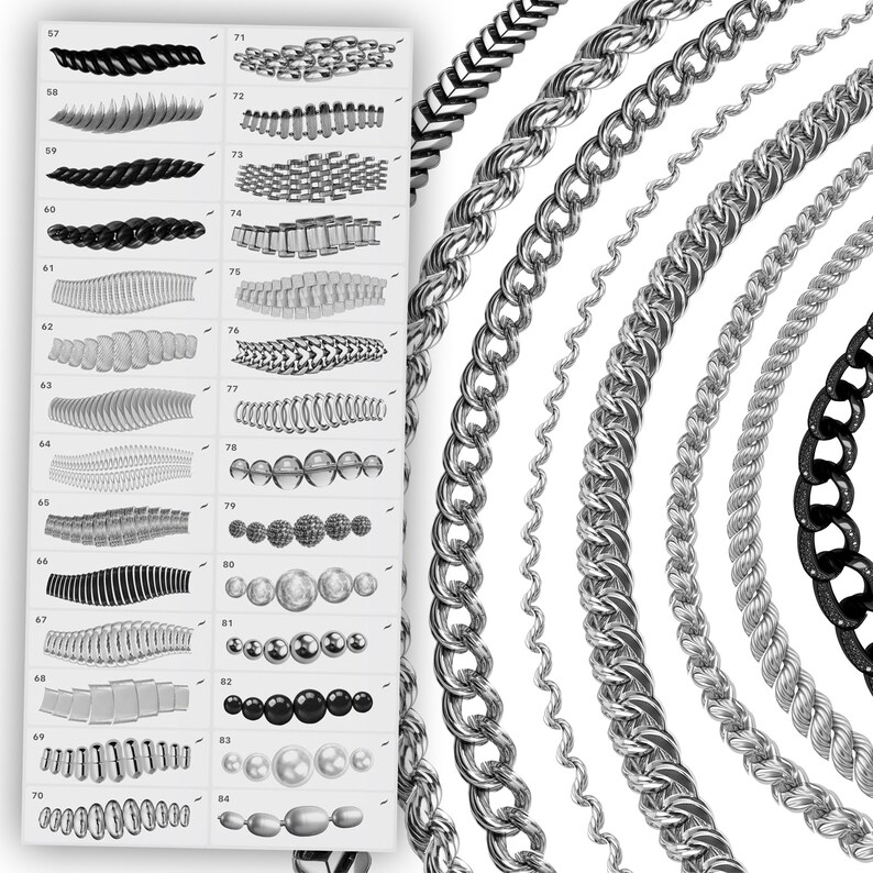 Procreate Chain 100 Procreate 3D Chain Brushes | Procreate Necklace Brush | Procreate ...