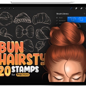 20 Procreate Bun Hairstyle Stamp Brushes, Procreate Hairdo Stamp Brushes, Procreate Woman Fashion Brush, Procreate Messy Bun Hairstyle Brush