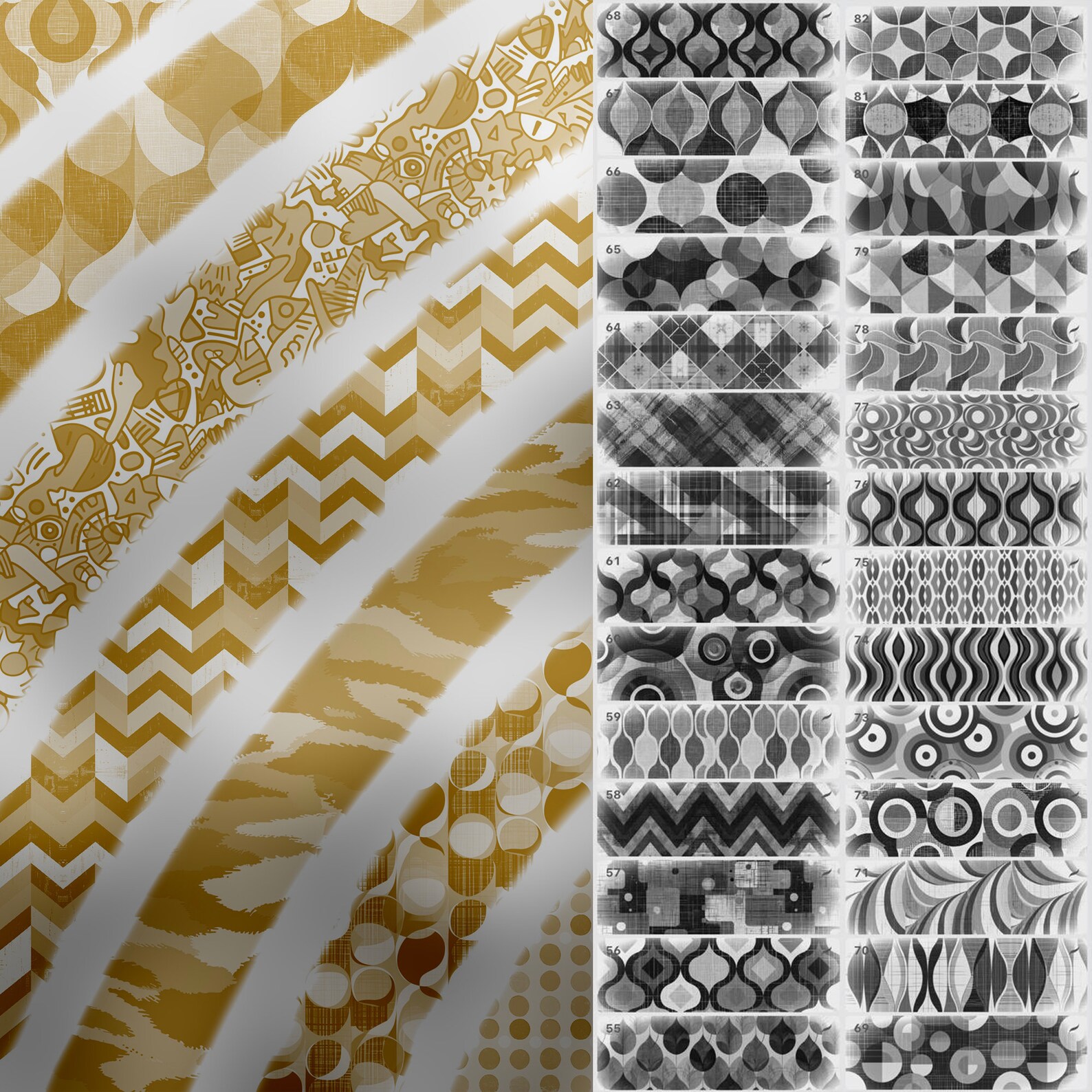 110 Procreate Retro Patterns | Procreate Modern Geometrics Brushes ...