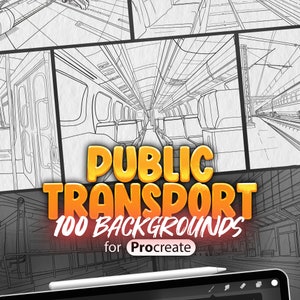 100 Procreate 公共交通機関スタンプ | Procreate 公共交通機関背景 | Procreate バス停 | Procreate 鉄道駅 電車
