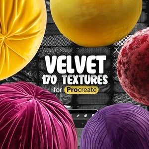 170 Procreate sammetstygtexturer | Procreate tygpenslar | Procreate sammetsmönsterpensel | Procreate textiltextur