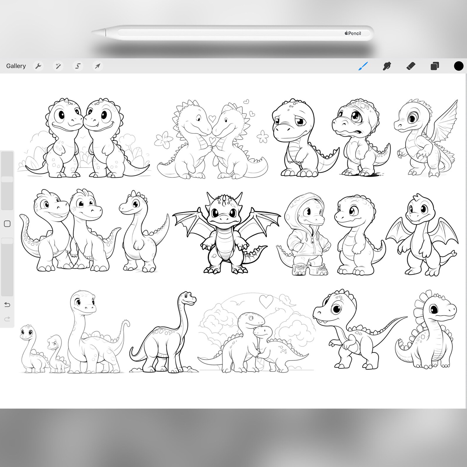 150 Procreate Cute Dinosaurs Stamps | Procreate Dino Stamp Brushes ...