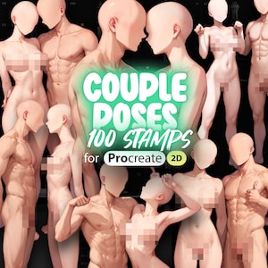 2D Procreate 100 Couple Bodies Stamps | Procreate Woman with Man Bodies Stamp Brushes | Procreate Cuple Poses Stamps | Procreate NSFW Stamps