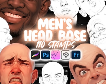 110 Procreate Herrenköpfe Basisstempel | Procreate Männerkopf-Anleitungsstempel | Procreate Jungenkopf-Referenzstempel | Procreate Portrait Stempel