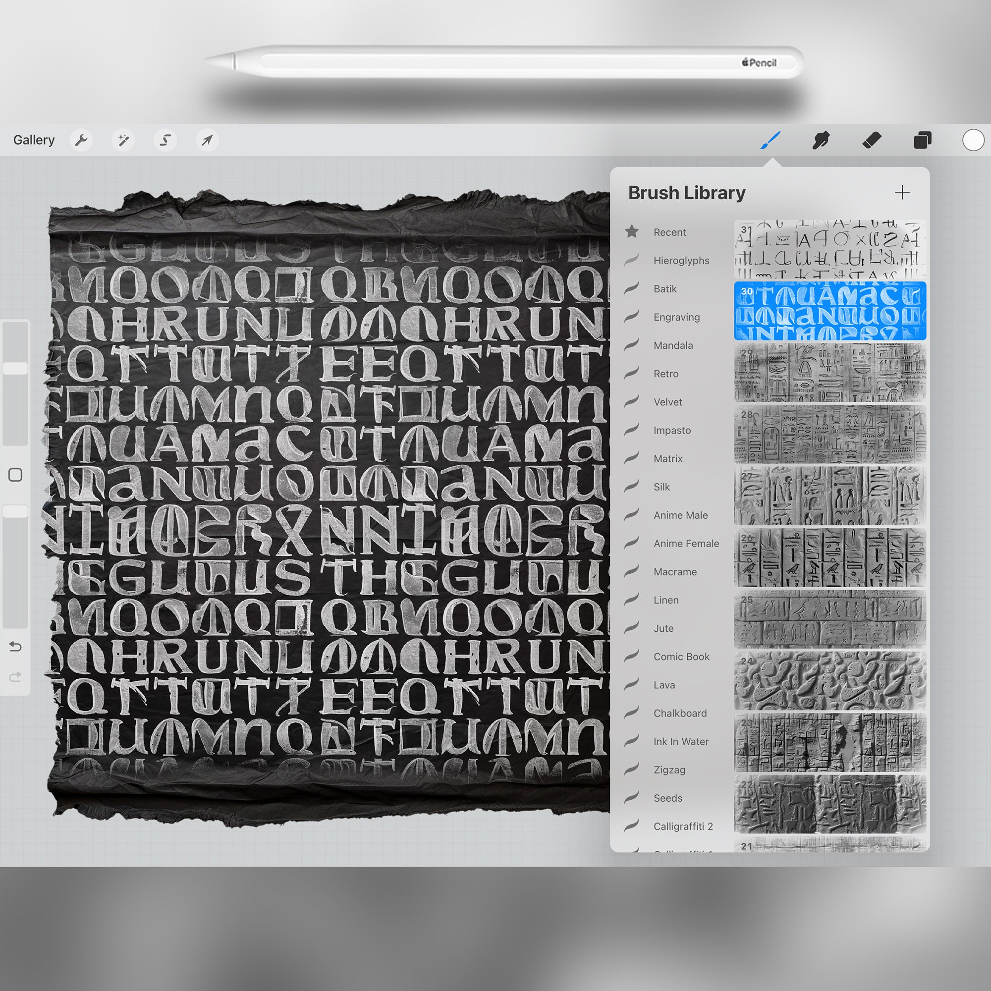 Script Center Textures 150 Procreate Hieroglyphs Textures | Procreate Mayan Hieroglyphs Brush ...