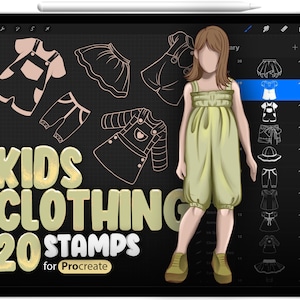 20 Procreate Children Wear Stamp Brushes, Procreate Kids Wear Stamp Brushes, Procreate Baby Clothing, Fashion, Procreate Children&#39;s Clothing