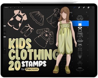 20 Procreate Children Wear Stamp Brushes, Procreate Kids Wear Stamp Brushes, Procreate Baby Clothing, Fashion, Procreate Children's Clothing