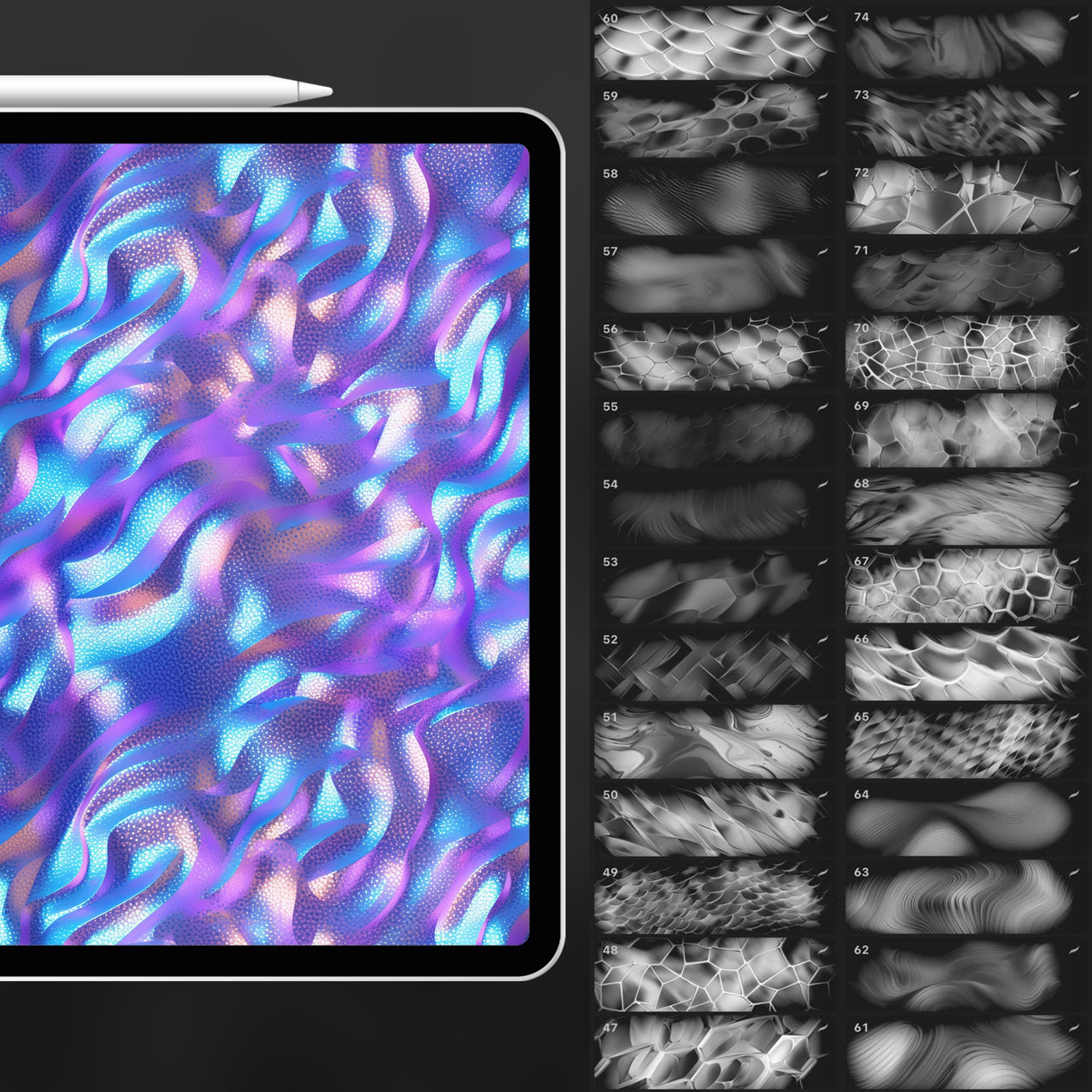 Procreate Tileable 70 Procreate Holographic Textures | Abstract Procreate Seamless Pattern ...