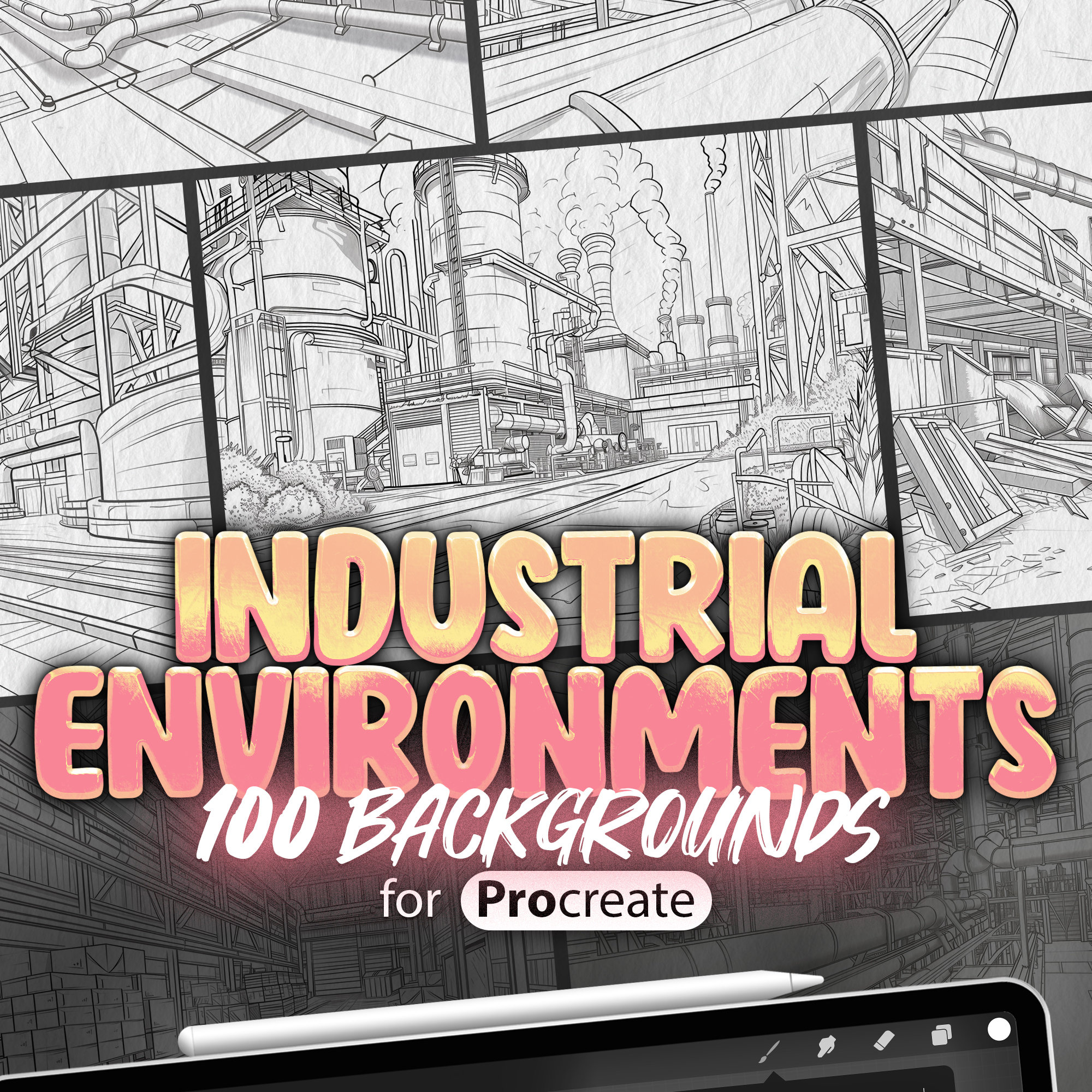 100 Procreate Industrial Environments Backgrounds | Procreate Abandoned ...