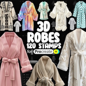 100 Procreate 3D Robes Stamp Brushes | Procreate Bathrobe | Procreate Spa Robe | Procreate Maternity Robe | Procreate  Bridal Robe
