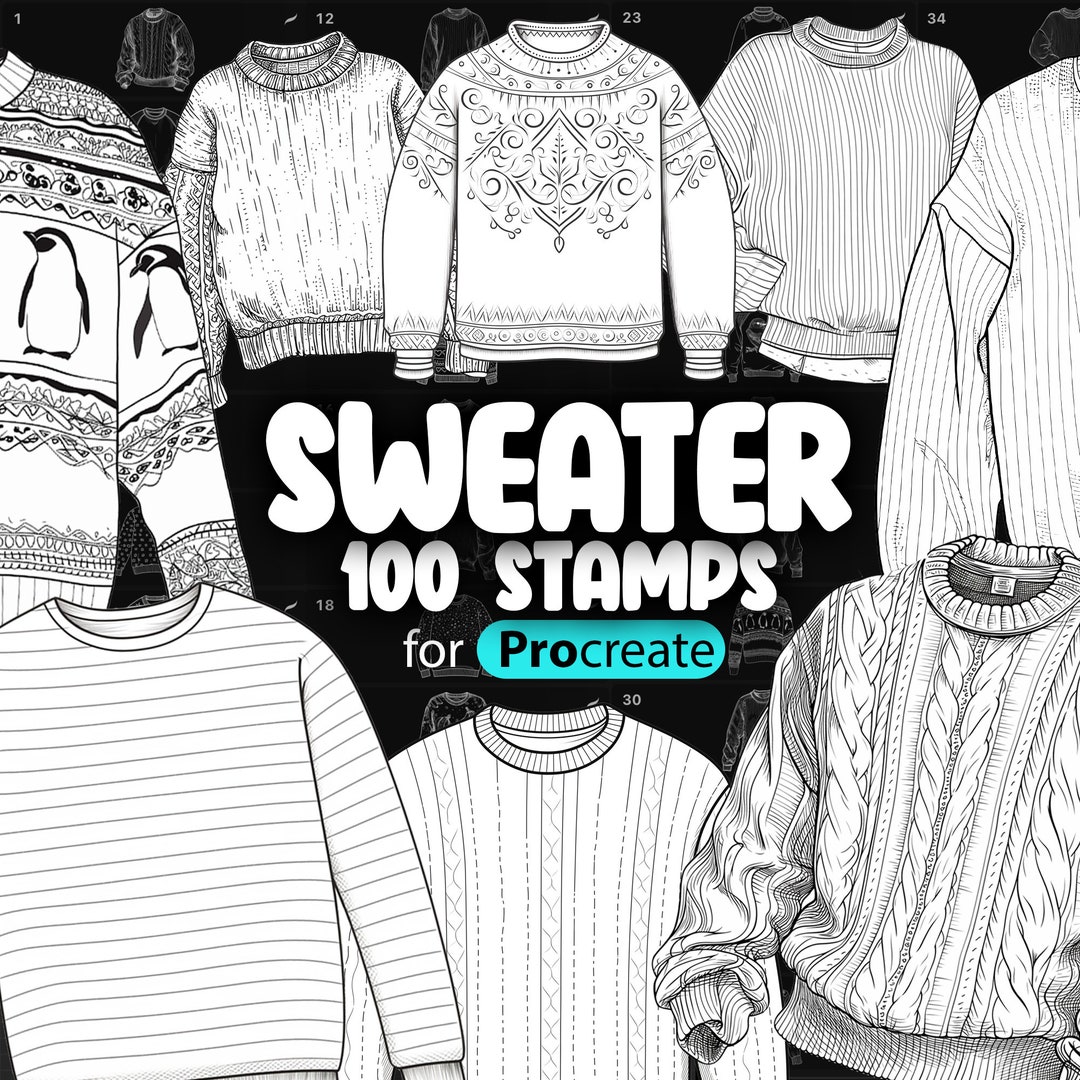 100 Procreate Sweater Stamp Brushes Procreate Clothing Stamp Brushes Procreate Clothes Stamp