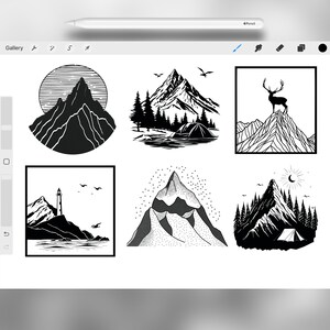 100 Procreate Mountains Logo Stamp Brushes - Etsy