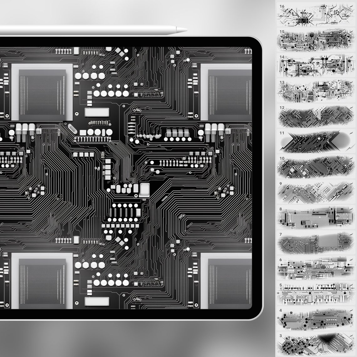 Computing Graphic Procreate 100 Procreate Circuit Textures | Procreate Classic Green PCB Texture ...