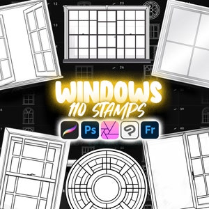 110 Procreate Window Stamps | Procreate Double-Hung Windows Stamps | Procreate Single-Hung Windows Stamps | Procreate Casement Windows Stamp